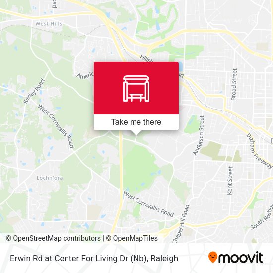 Erwin Rd at Center For Living Dr (Nb) map