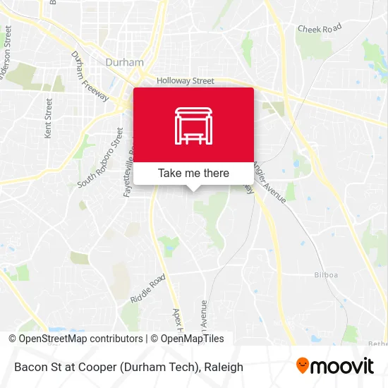 Bacon St at Cooper (Durham Tech) map