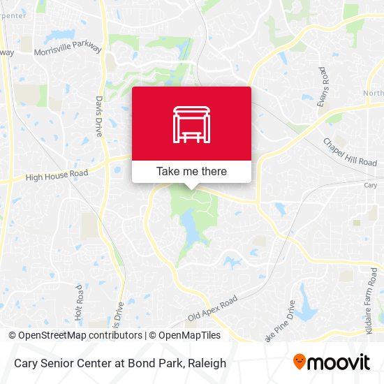 Cary Senior Center at Bond Park map