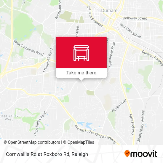 Cornwallis Rd at Roxboro Rd map