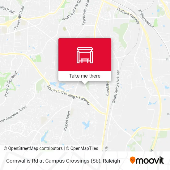 Cornwallis Rd at Campus Crossings (Sb) map