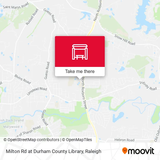 Milton Rd at Durham County Library map