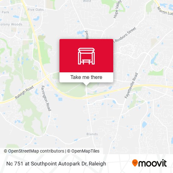 Nc 751 at Southpoint Autopark Dr map