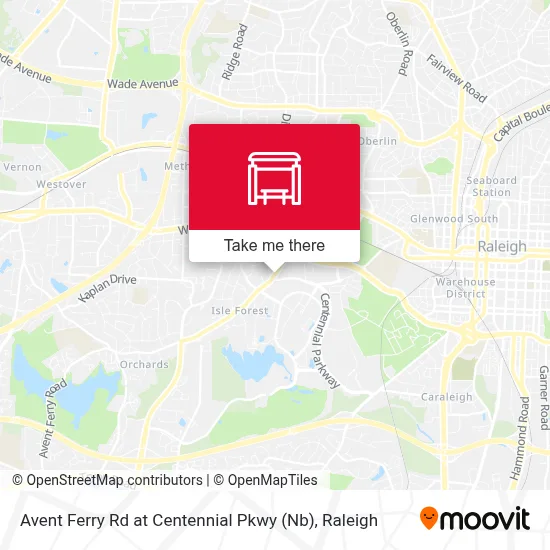 Avent Ferry Rd at Centennial Pkwy (Nb) map