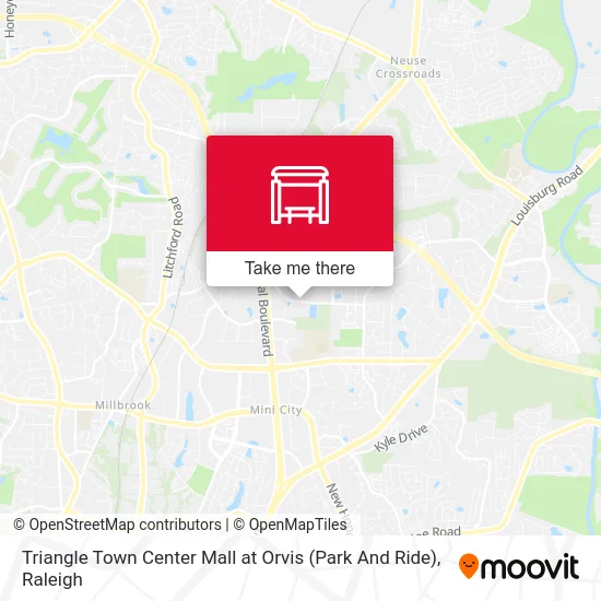 Triangle Town Center Mall at Orvis (Park And Ride) map