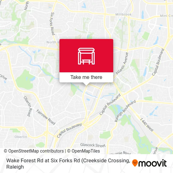 Wake Forest Rd at Six Forks Rd map