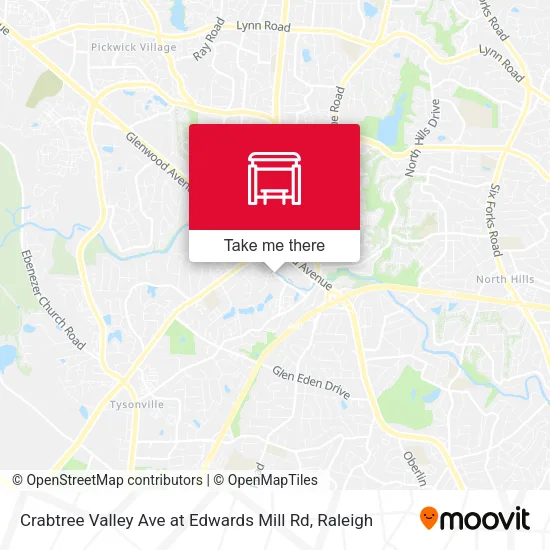 Mapa de Crabtree Valley Ave at Edwards Mill Rd