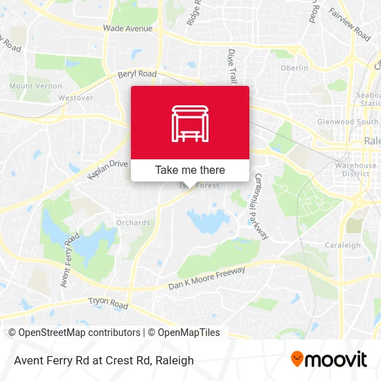 Avent Ferry Rd at Crest Rd map