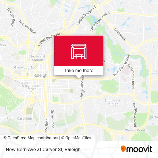 New Bern Ave at Carver St map