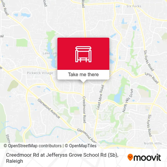 Creedmoor Rd at Jefferyss Grove School Rd (Sb) map