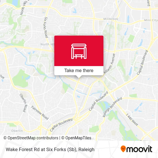 Wake Forest Rd at Six Forks (Sb) map