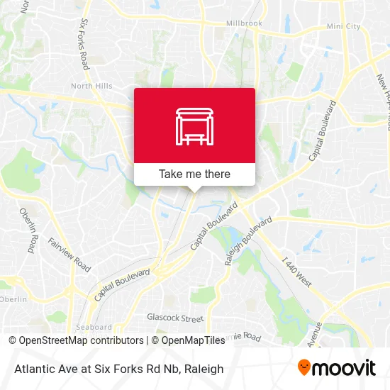 Atlantic Ave at Six Forks Rd Nb map