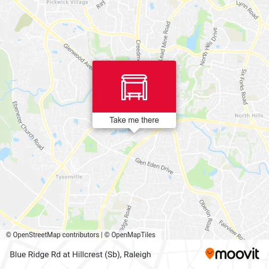Blue Ridge Rd at Hillcrest (Sb) map