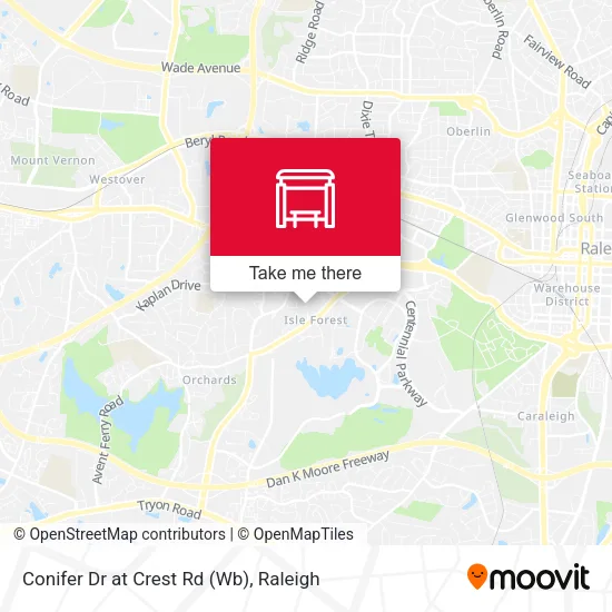 Conifer Dr at Crest Rd (Wb) map
