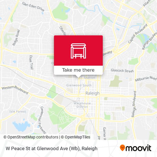 W Peace St at Glenwood Ave (Wb) map