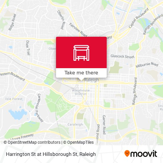 Harrington St at Hillsborough St map