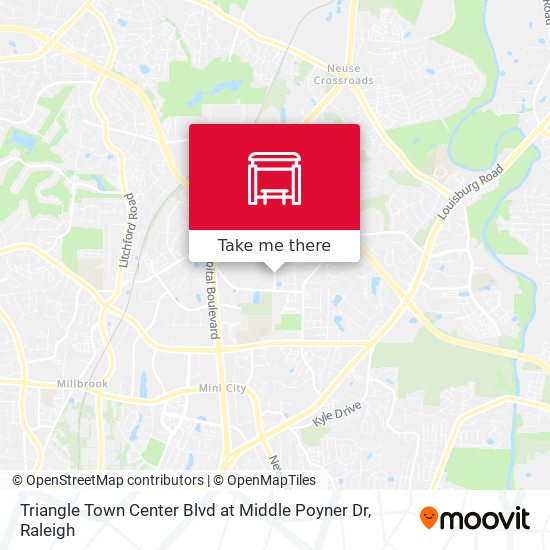 Mapa de Triangle Town Center Blvd at Middle Poyner Dr