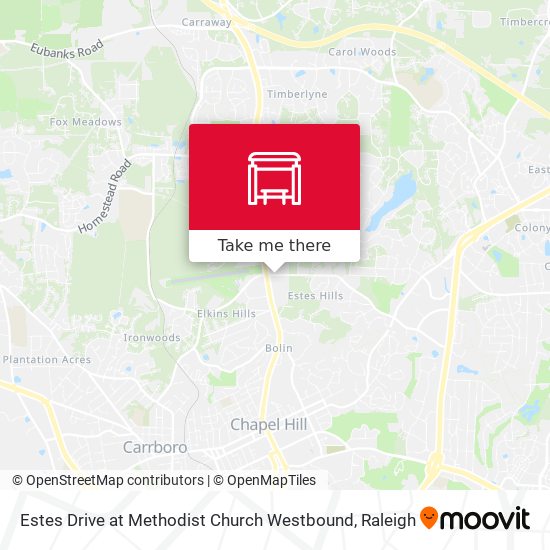 Estes Drive at Methodist Church Westbound map