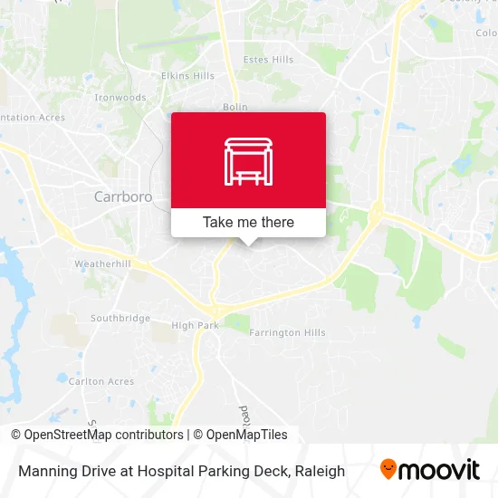 Manning Drive at Hospital Parking Deck map