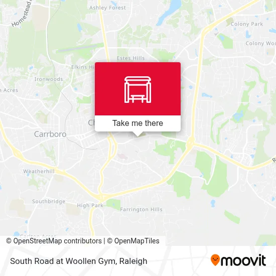 South Road at Woollen Gym map