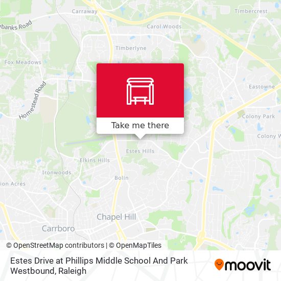 Estes Drive at Phillips Middle School And Park Westbound map