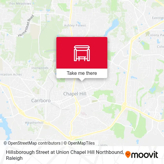 Hillsborough Street at Union Chapel Hill Northbound map