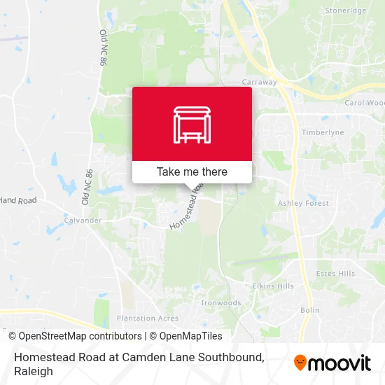 Homestead Road at Camden Lane Southbound map