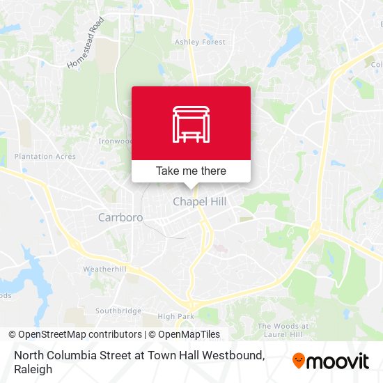 North Columbia Street at Town Hall Westbound map