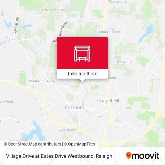 Village Drive at Estes Drive Westbound map