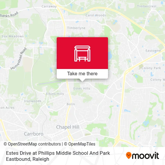 Estes Drive at Phillips Middle School And Park Eastbound map