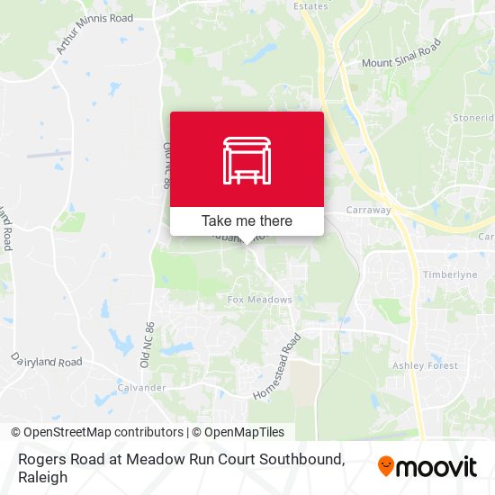 Rogers Road at Meadow Run Court Southbound map