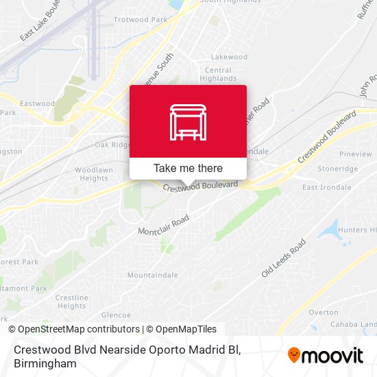 Mapa de Crestwood Blvd Nearside Oporto Madrid Bl