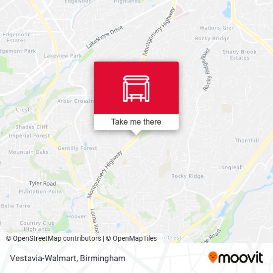 Vestavia-Walmart map