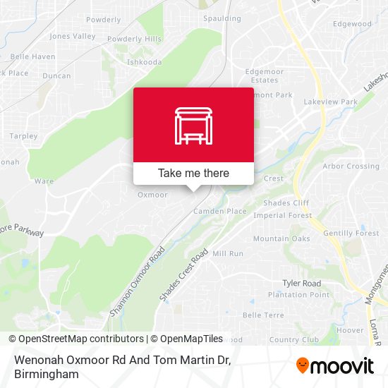 Wenonah Oxmoor Rd And Tom Martin Dr map