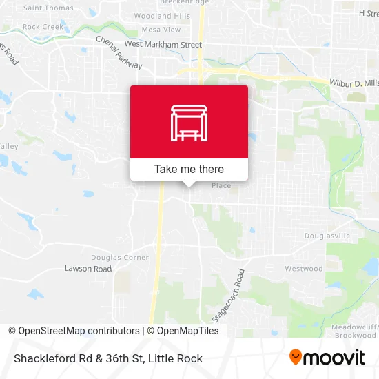 Shackleford Rd & 36th St map