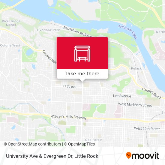University Ave & Evergreen Dr map