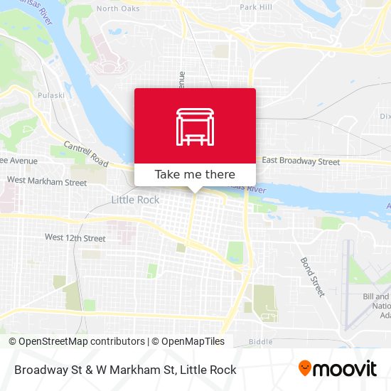 Broadway St & W Markham St map