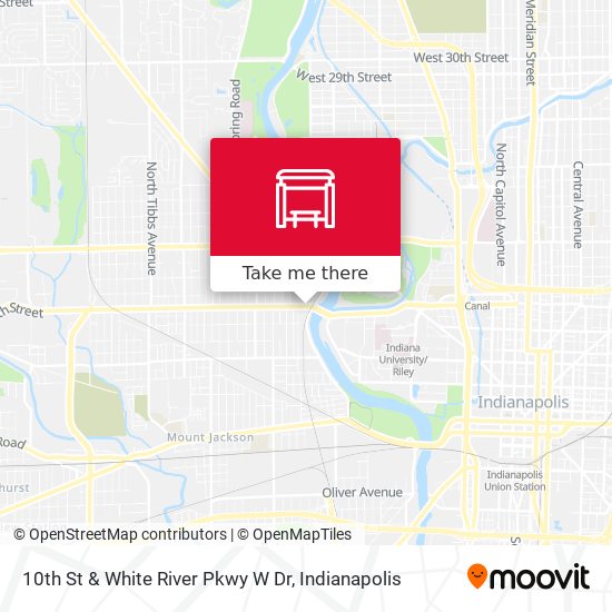 10th St & White River Pkwy W Dr map