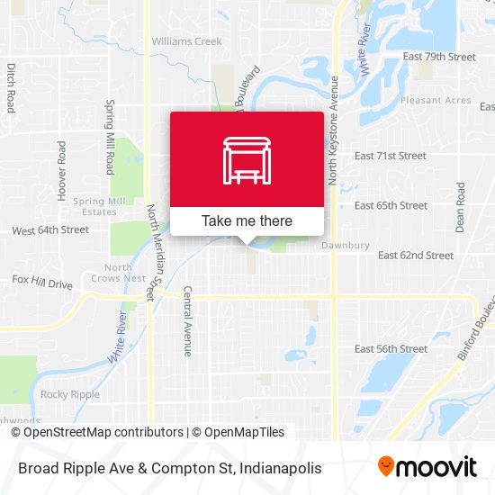 Broad Ripple Ave & Compton St map