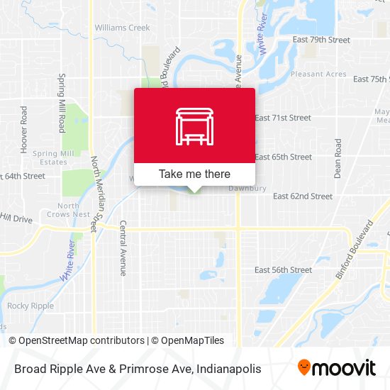 Broad Ripple Ave & Primrose Ave map