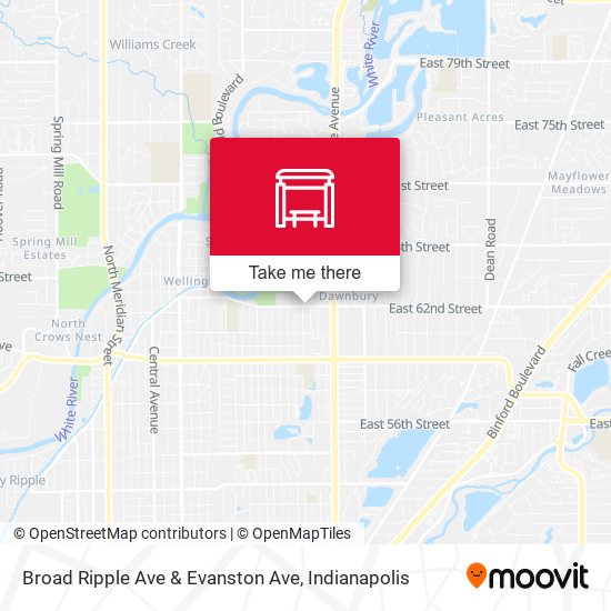 Broad Ripple Ave & Evanston Ave map