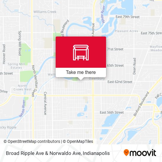 Broad Ripple Ave & Norwaldo Ave map