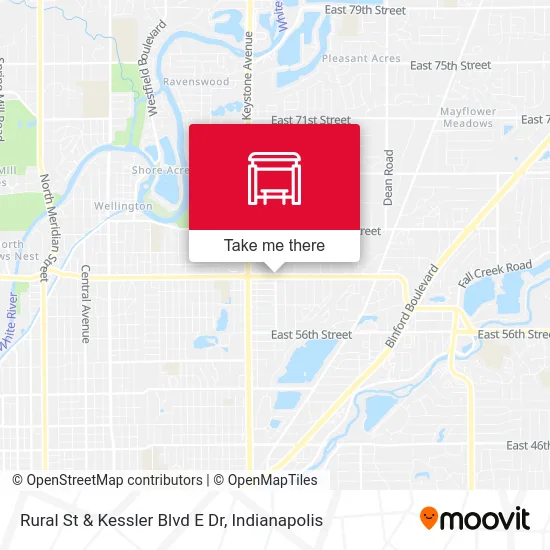 Rural St & Kessler Blvd E Dr map
