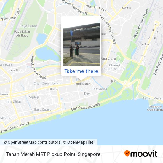 Tanah Merah MRT Pickup Point map