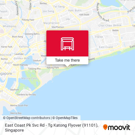 East Coast Pk Svc Rd - Tg Katong Flyover (91101) map