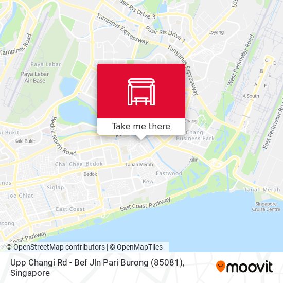 Upp Changi Rd - Bef Jln Pari Burong (85081) map