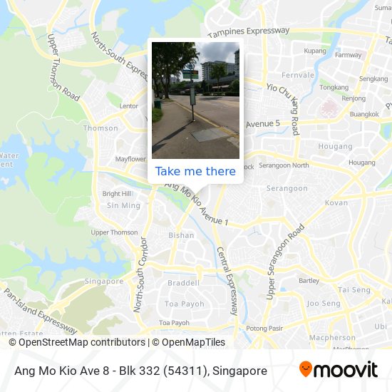 Ang Mo Kio Ave 8 - Blk 332 (54311) map
