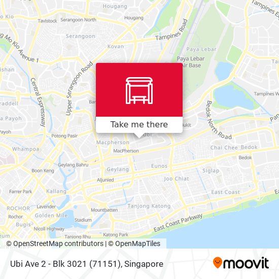 Ubi Ave 2 - Blk 3021 (71151) stop - Routes, Schedules, and Fares