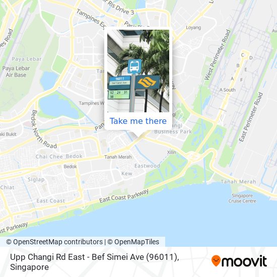 Upp Changi Rd East - Bef Simei Ave (96011) map
