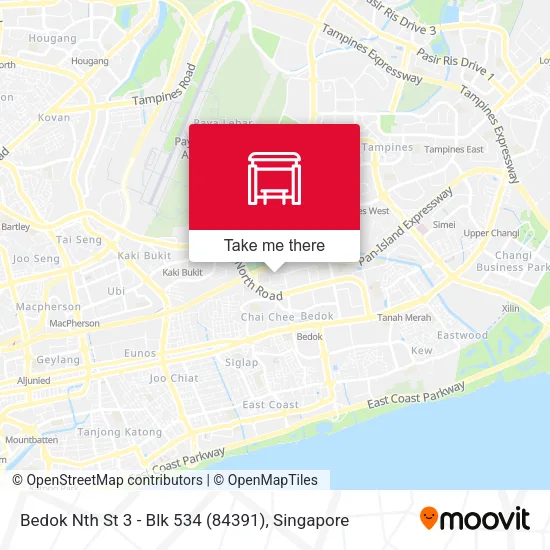 Bedok Nth St 3 - Blk 534 (84391)地图
